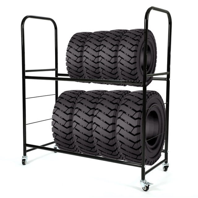Heavy Duty 2-Tier Portable Rolling Tire Rack – Unbranded