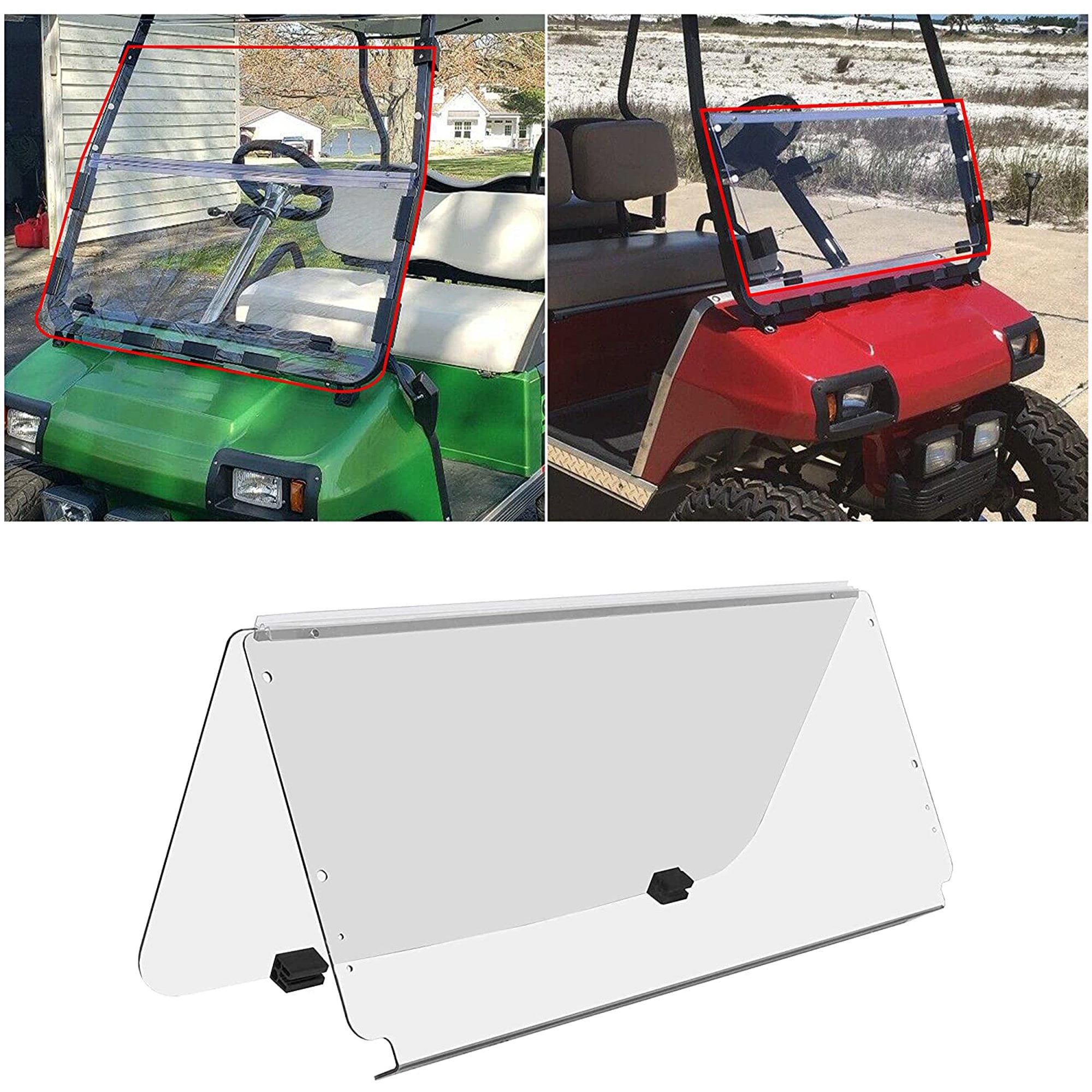 HECASA Windshield for 19822000.5 Club Car DS Clear Fold Down Impact