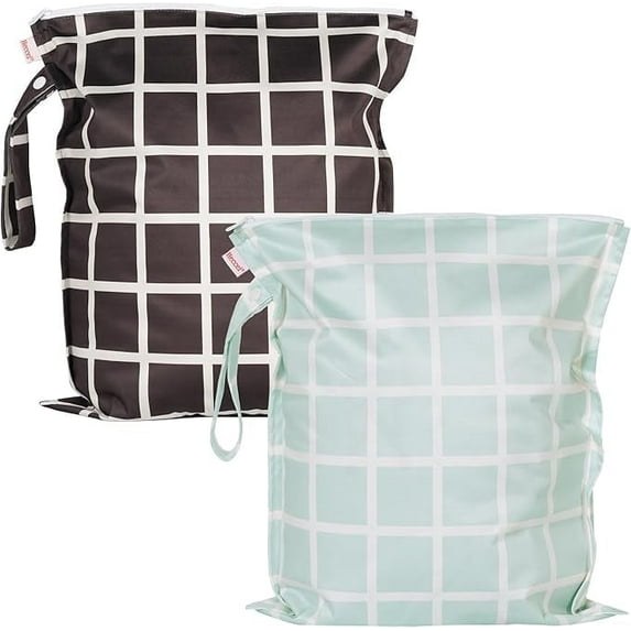 HECCEI 2 Pack Wet Bags Waterproof Wet Dry Bags for Swimsuit, Soft Check