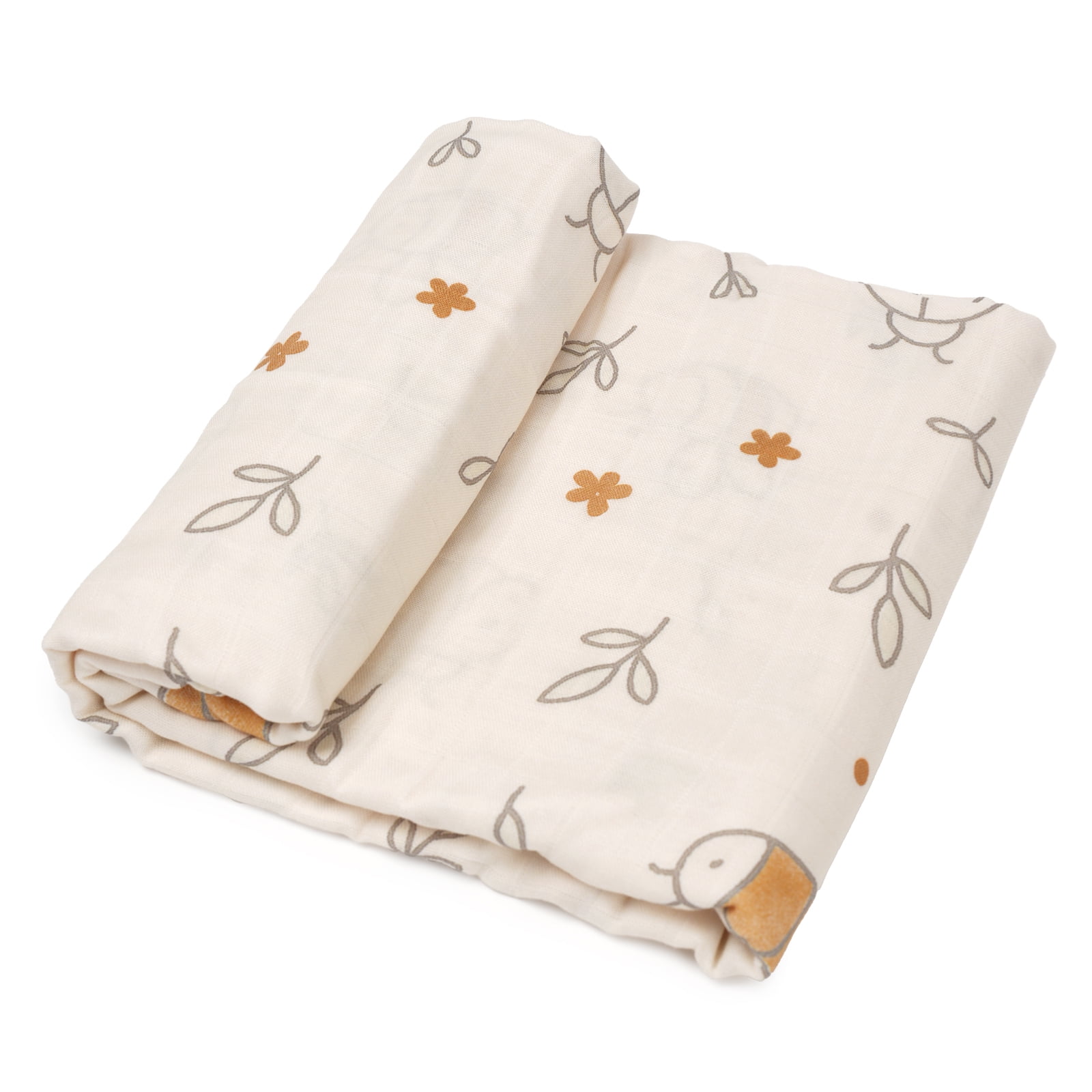 HECCEI Baby Muslin Swaddle Blankets 47" x 47", Unisex Bamboo Cotton Swaddle Blanket, Garden Friend
