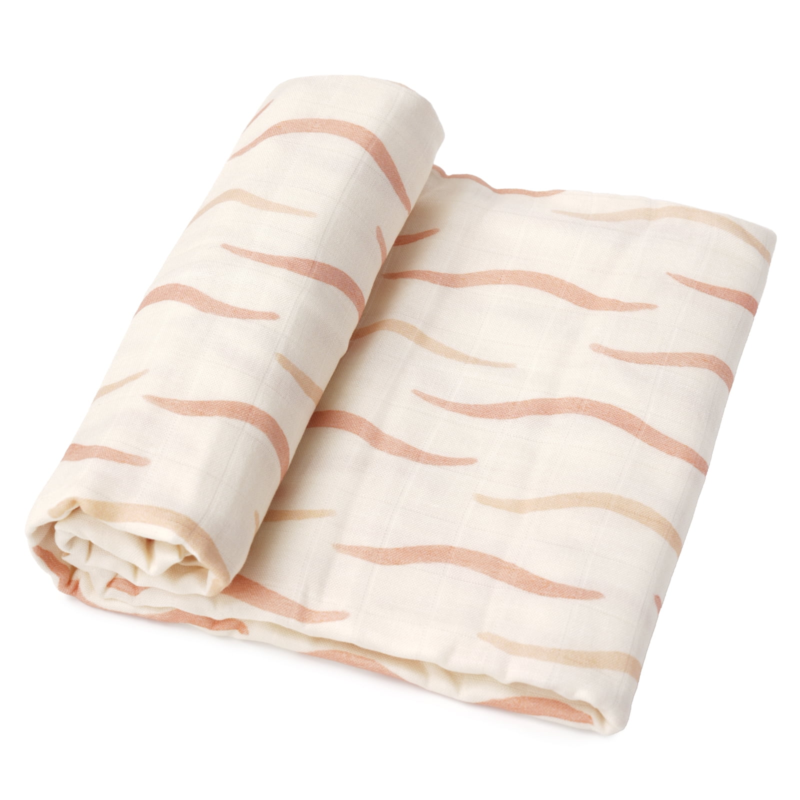 HECCEI Baby Muslin Swaddle Blankets 47" x 47", Bamboo Cotton Unisex Swaddle Blanket Newborn Essentials, Gentel Waves