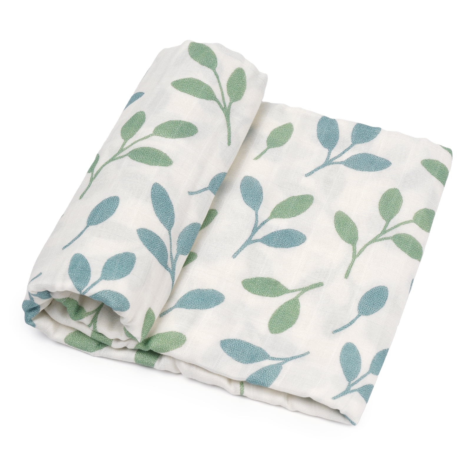 HECCEI Muslin Swaddle Blankets 47" x 47", Bamboo Cotton Swaddle Blanket Unisex Newborn Essentials, Leafy Canopy
