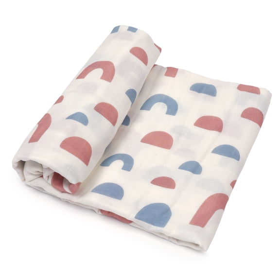 HECCEI Baby Muslin Swaddle Blankets 47" x 47", Unisex Bamboo Cotton Swaddle Blanket, Rounded Arches
