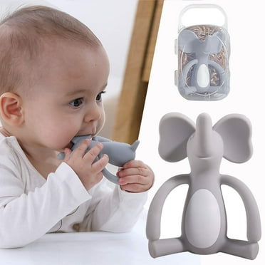 HECCEI Baby Teething Toys Frozen Pacifier Teething Chew Toy Silicone Teething Pacifier Infant Teething Relief BPA Free Safe for 3  Months, Gray