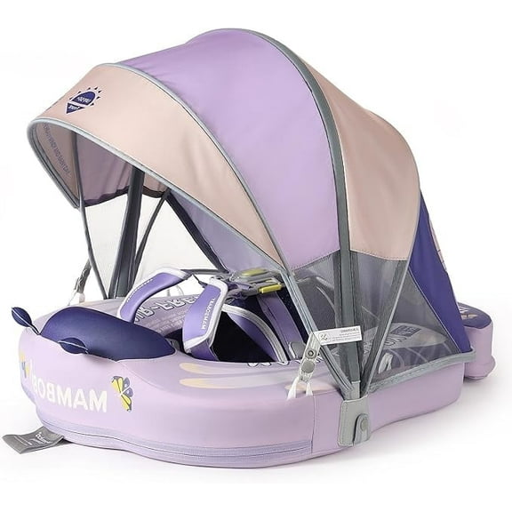 HECCEI Mambobaby Float with Canopy Non Inflatable Pool Swim Float, Butterfly Purple