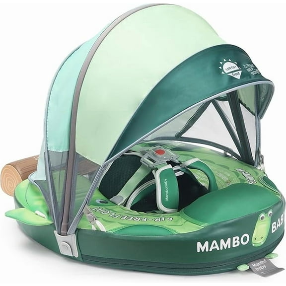 HECCEI Mambobaby Float with Canopy Non Inflatable Pool Swim Float, Crocodile