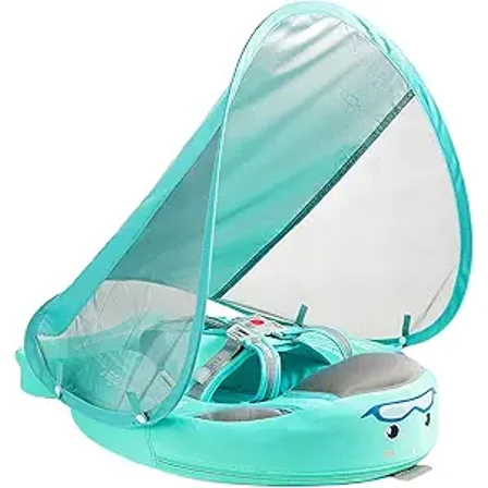 HECCEI Mambobaby Float with Canopy Non Inflatable Pool Swim Float, Green