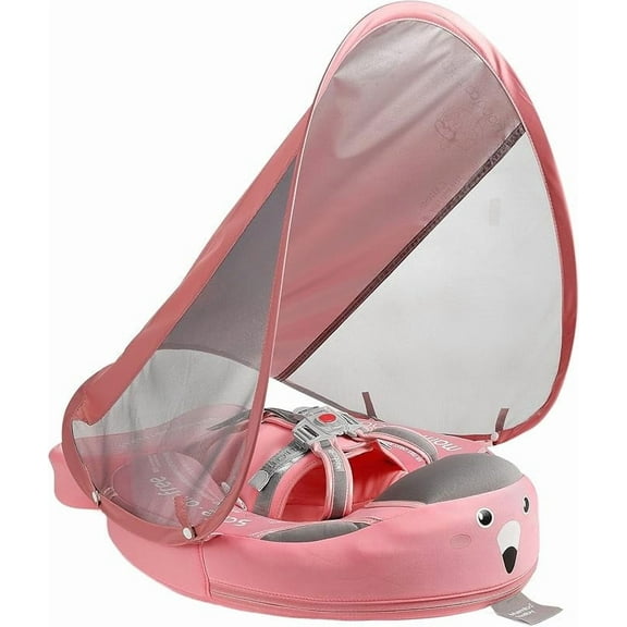HECCEI Mambobaby Float with Canopy Non Inflatable Pool Swim Float, Pink