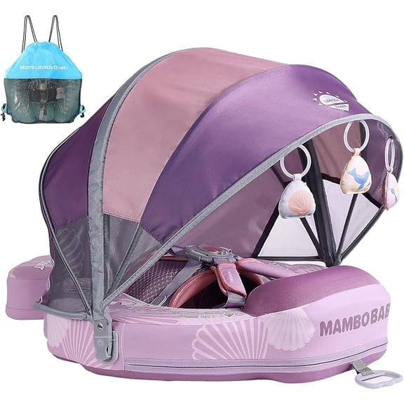 HECCEI Mambobaby Float with Canopy Non Inflatable Pool Swim Float,Seashell Purple