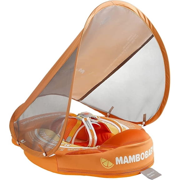 HECCEI Mambobaby Float with Canopy Non Inflatable Pool Swim Float, Tangerine Orange