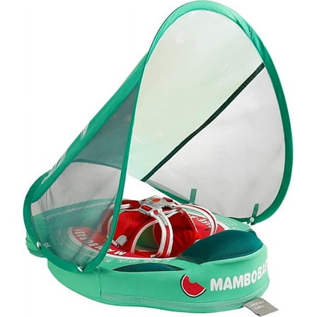 HECCEI Mambobaby Float with Canopy Non Inflatable Pool Swim Float, Watermelom Green