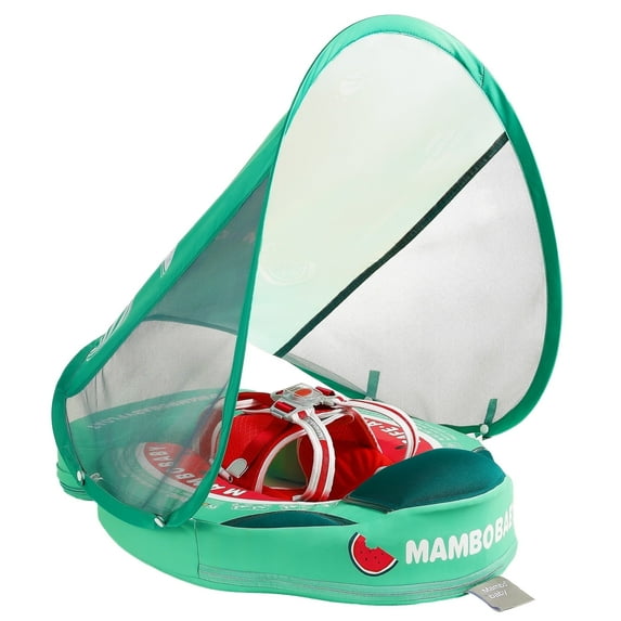 HECCEI Mambobaby Float with Canopy Non-inflatable Swim Pool Floats Swimming for Infants Toddler 3-24 Months, Watermelon