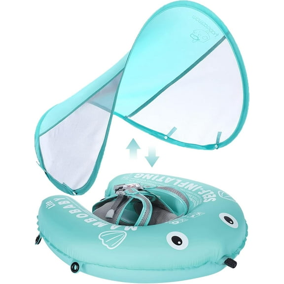 HECCEI Mambobaby Float with Canopy for Baby Infant Toddler 3-24 Months, Lite Version Green