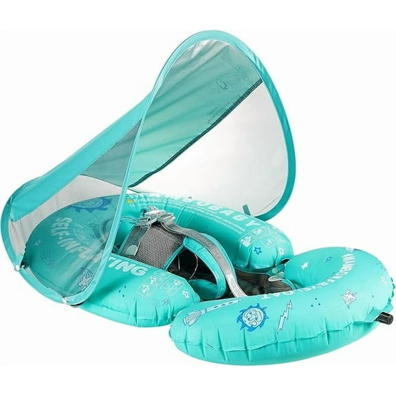 HECCEI Mambobaby Float with Canopy self Inflatable Floating Bed Pool Swim Float, Green