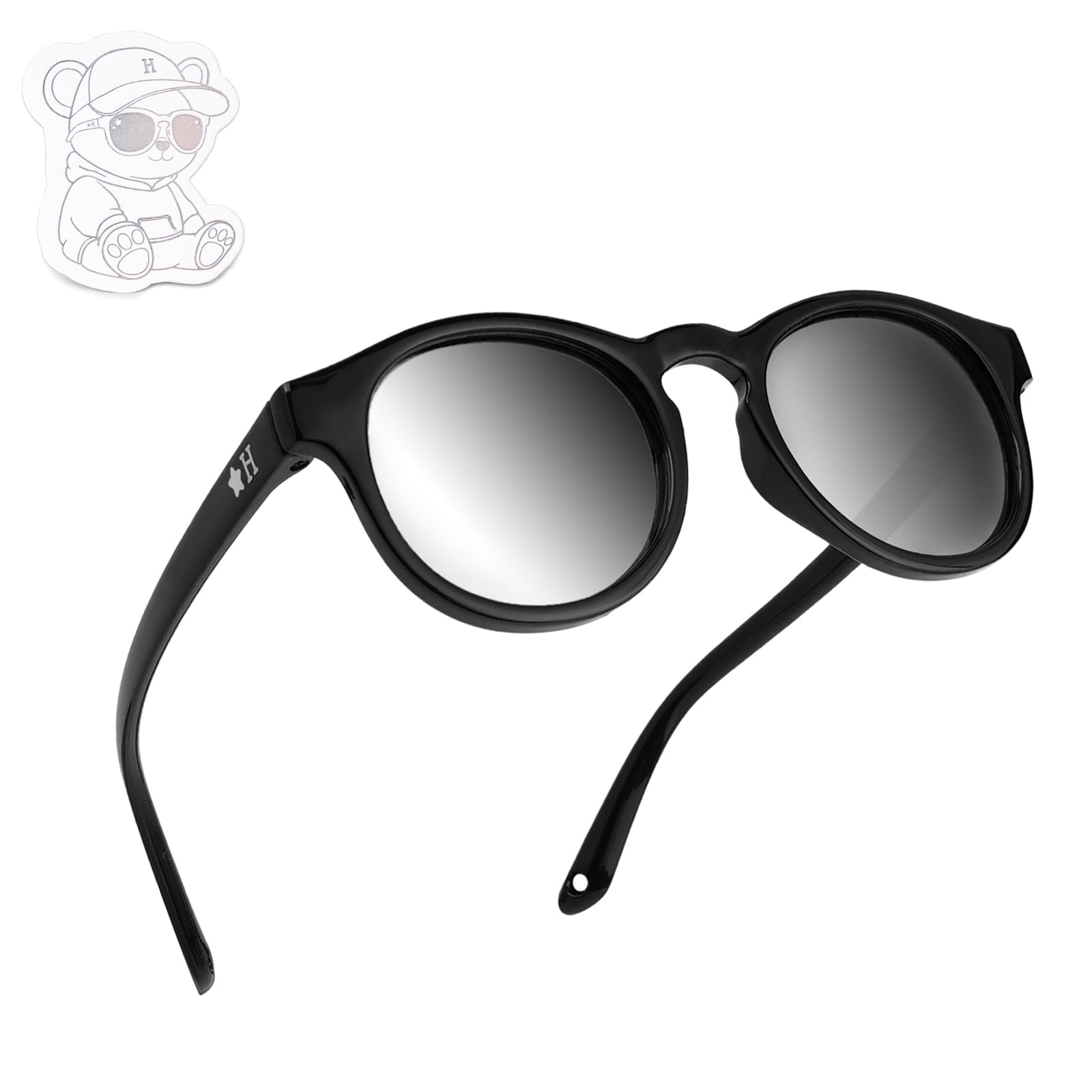 HECCEI Pebblie Baby Sunglasses with Strap - UV 400 Polarized Sunglasses, Ages 0-2 Black