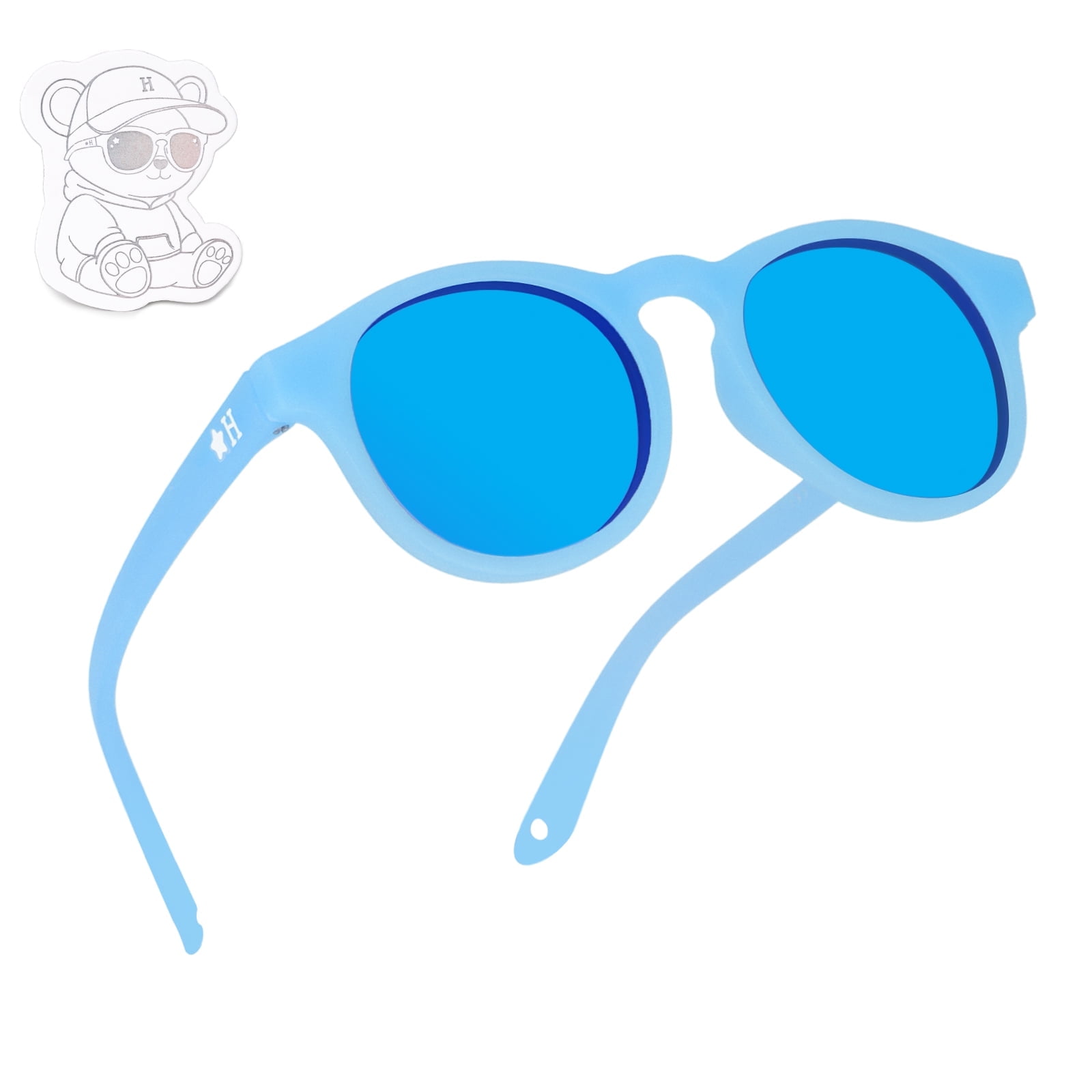 HECCEI Pebblie Baby Sunglasses with Strap - UV400 Polarized Sunglasses, Ages 0-2 Blue