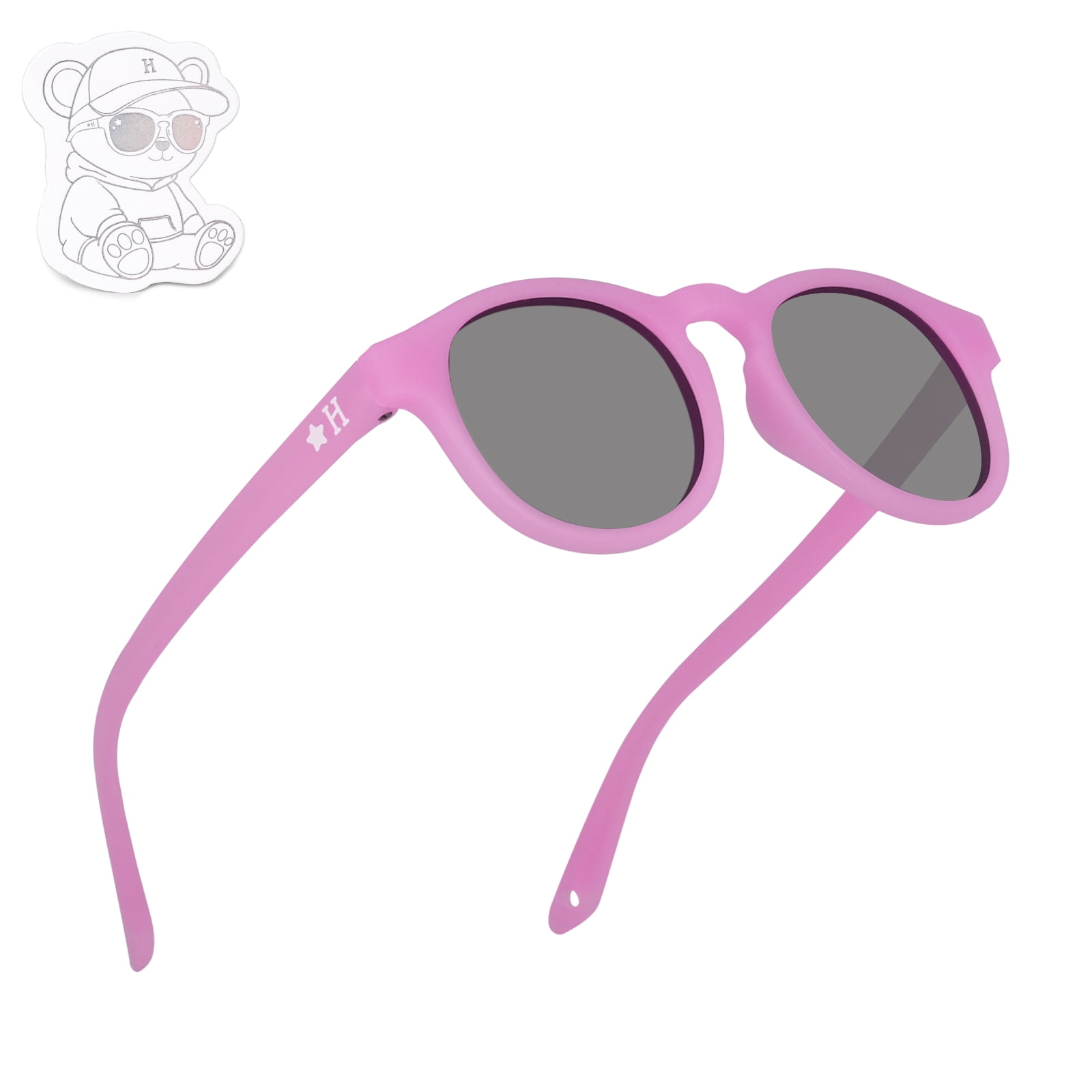 HECCEI Pebblie Sunglasses with Strap - UV400 Polarized Sunglasses for Baby Infant Toddler, Ages 0-2 Pink