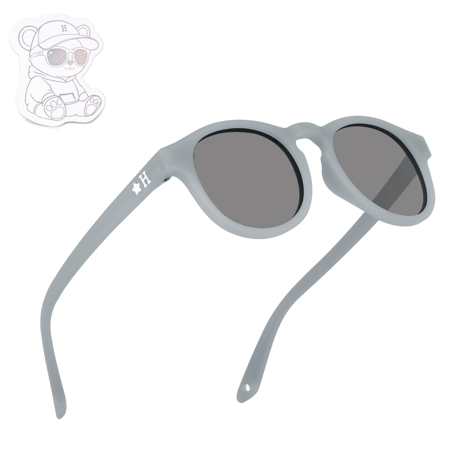 HECCEI Pebblie Sunglasses with Strap - Polarized Sunglasses for Baby Infant Toddler, Ages 0-2 Gray