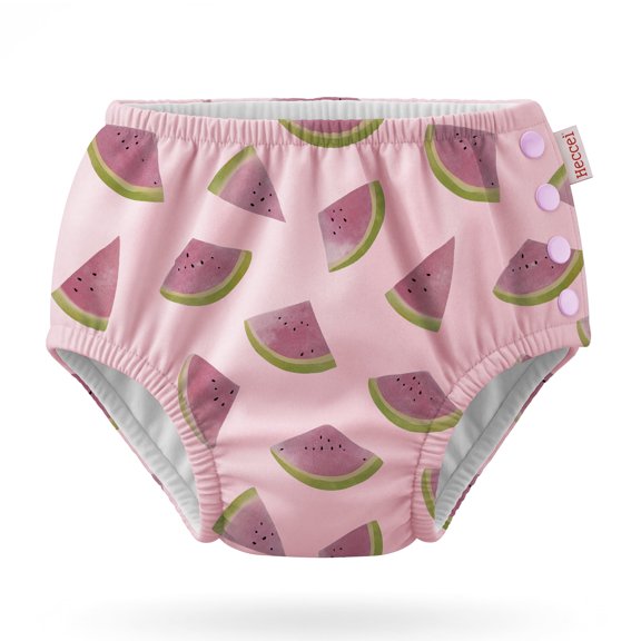 HECCEI Reusable Swim Diaper Size 6M-12M, Watermelon