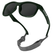 HECCEI Scout Baby Sunglasses with Strap - Polarized Infant Sunglasses Ages 0-2 Years, Forest Green