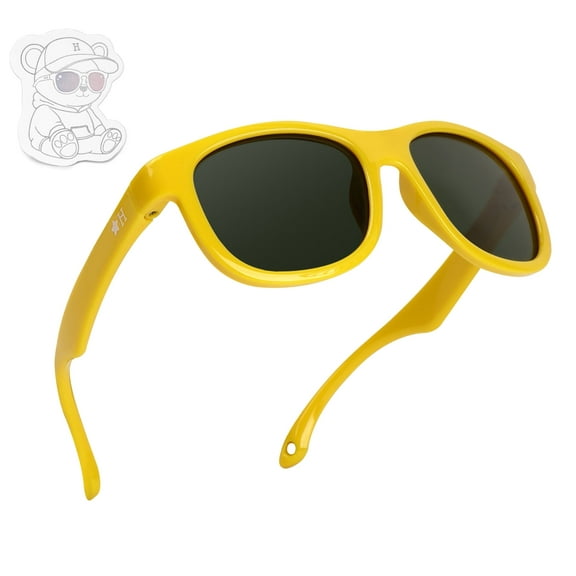 HECCEI Sount Baby Sunglasses with Strap - Polarized Infant Sunglasses Ages 0-2 Years, Sunshine Yellow