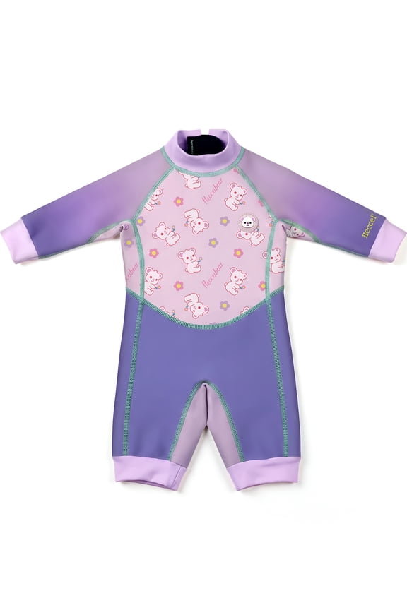 Baby Wetsuit, Warm Neoprene Thermal Swimsuit, UPF 50+ One Piece Toddler Swimwear for Boys Girls Beach & Water Play, Size 2-4 Years, Purple