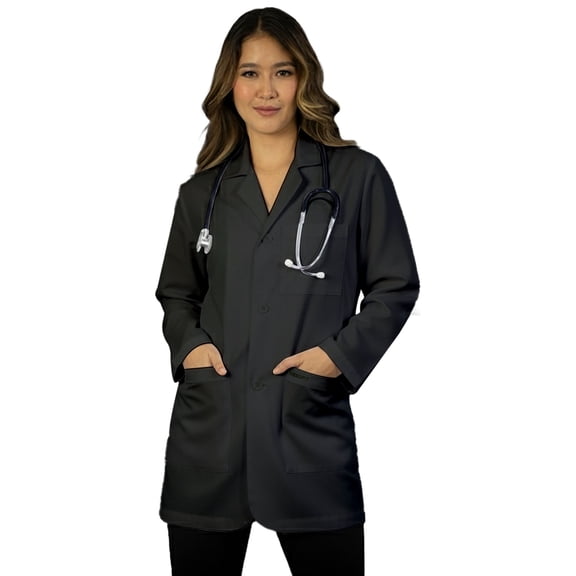 HeedFit Unisex Lab Coat, Classic Fit, 31", m, Black