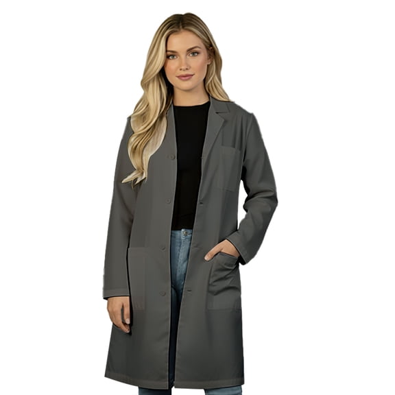 HeedFit Unisex Poly-Cotton Lab Coat 40-Inch Length, l, Charcoal