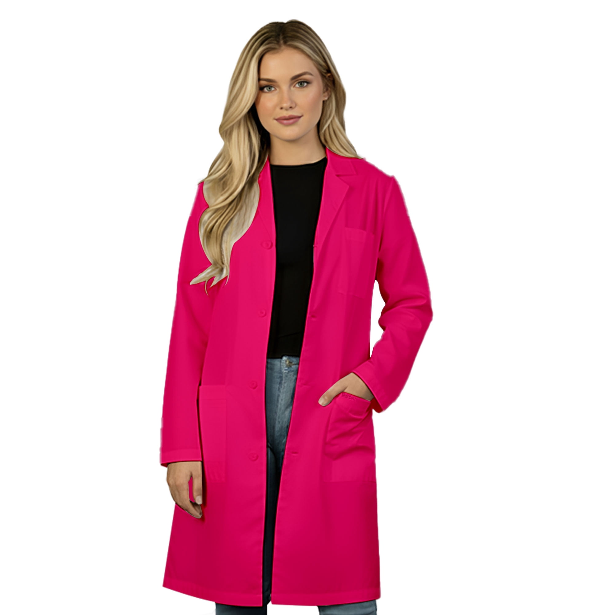 SWEDIE PPE/除染用スーツ L-XXL HeedFit Unisex Poly-Cotton Lab Coat 40-Inch Length, l, Hot Pink