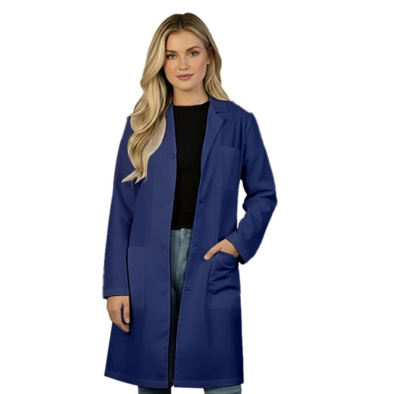 HeedFit Unisex Poly-Cotton Lab Coat 40-Inch Length, l, Navy Blue