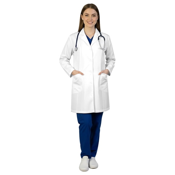 HeedFit Women's Poly-Cotton Lab Coat 35-Inch Length, s, White