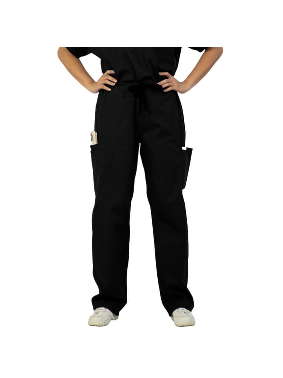 Long-Lasting, Workwear, Unisex Scrub Pants, xl, Black