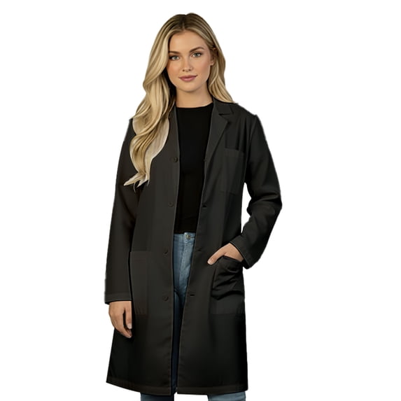 HeedFit Unisex Poly-Cotton Lab Coat 40-Inch Length, l, Black