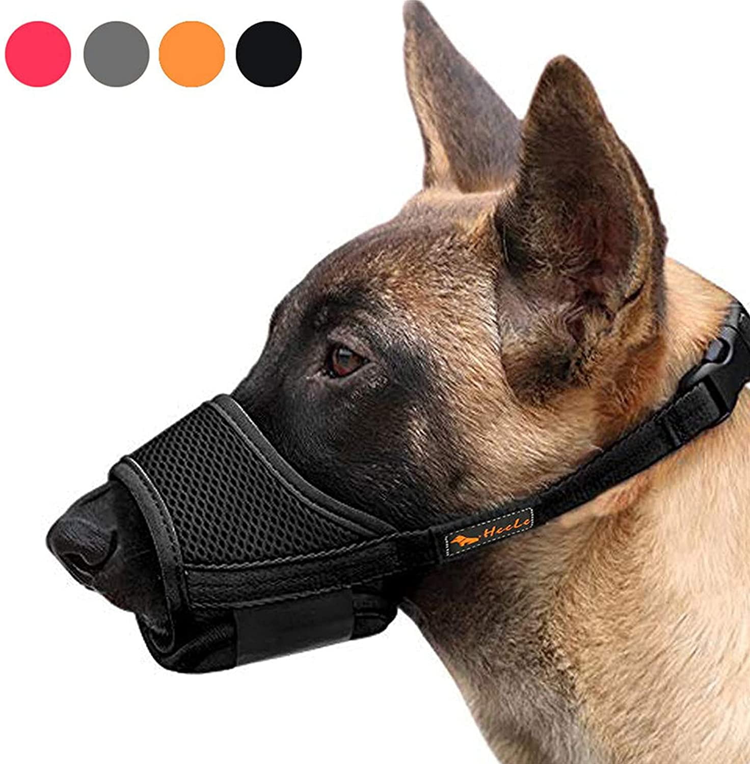 HEELE Dog Muzzle Soft Nylon Muzzle Anti Biting Barking Chewing Air Mesh Breathable Drinkable Adjustable Loop Pets Muzzle for Small Medium Large Dogs 4 Colors 4 Sizes S Black Walmart