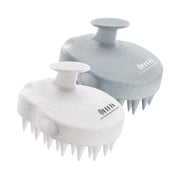 HEETA Scalp Massager 2 Pack, Soft Silicone Bristles to Remove Dandruff, Relieve Itching, Scalp Scrubber for Hair Care Relax Scalp, Grey & Beige