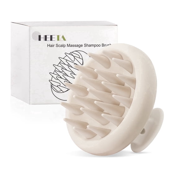 HEETA Scalp Massager Hair Growth, Exfoliator for Dandruff Removal & Relaxation, Shampoo Brush Fit Wet Dry Hair Use, Beige