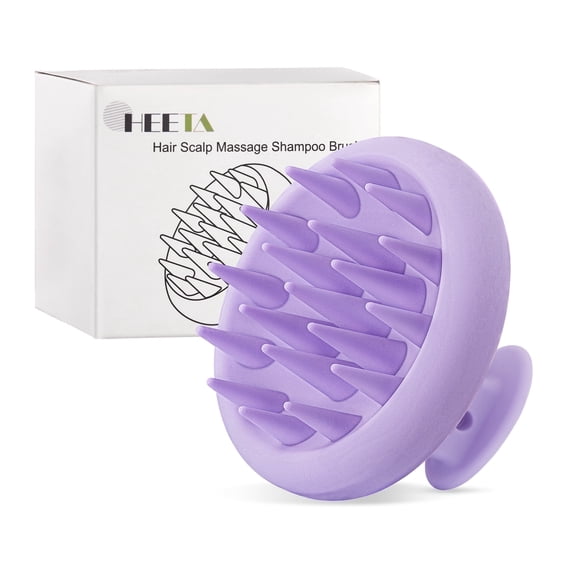 HEETA Scalp Massager Hair Growth, Exfoliator for Dandruff Removal & Relaxation, Shampoo Brush Fit Wet Dry Hair Use, Purple