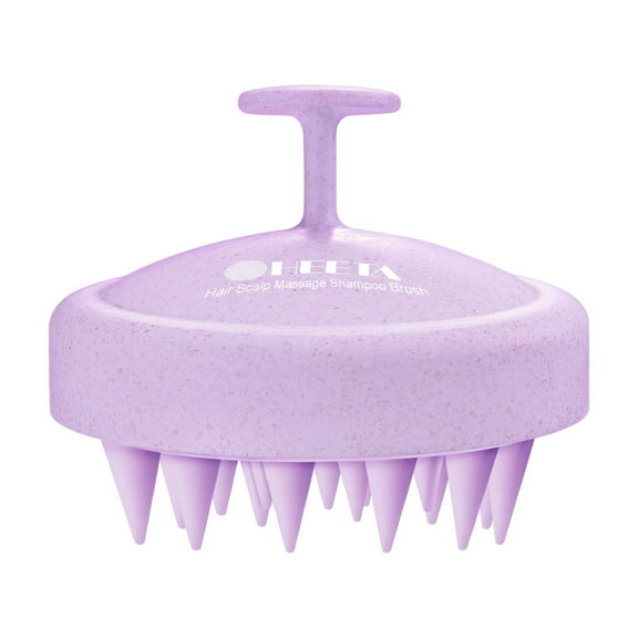 HEETA Scalp Massager Hair Growth, Soft Silicone Scalp Scrubber Shampoo Brush for Exfoliation, Dandruff Removal, Wet & Dry Use, Wheat Straw Purple