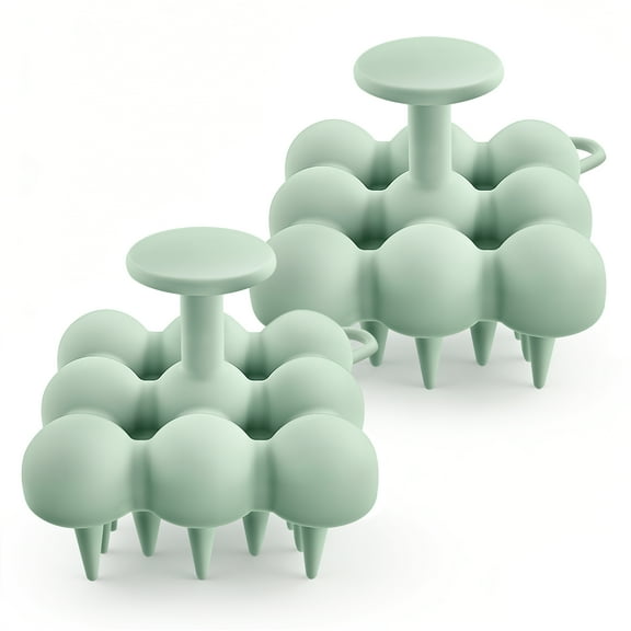 HEETA Scalp Shampoo Brush Massager 2 Pack, Scalp Scrubber Exfoliator with Silicone Bristles for Dandruff Removal, Wet Dry Hair Brush, Green