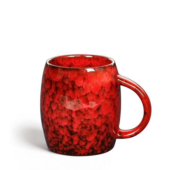 HEETHYCOOL 14 oz Ceramic Coffee Mug, Unique Textured Handmade Pottery Tea Cup, Crimson Rose
