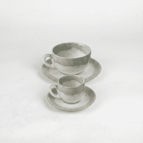 HEETHYCOOL 2-Piece Coffee Cup Set, Includes 10 oz Large Mug and 3 oz Espresso Cup, Ceramic Beverage Drinkware Set, Quiet Forest Green