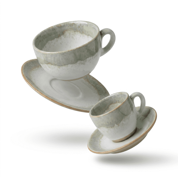 HEETHYCOOL 2-Piece Coffee Cup Set, Includes 10 oz Large Mug and 3 oz Espresso Cup, Ceramic Beverage Drinkware Set, Quiet Forest Green