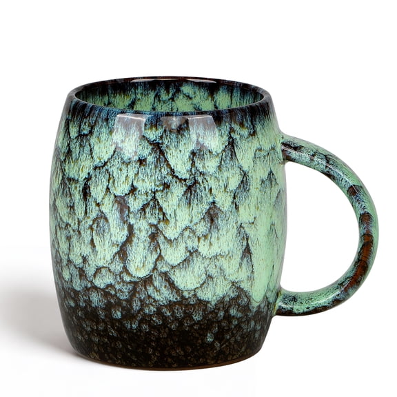 HEETHYCOOL 21 oz Large Ceramic Coffee Mug, Artisan Handmade Pottery Cup for Coffee & Tea, Teal Green