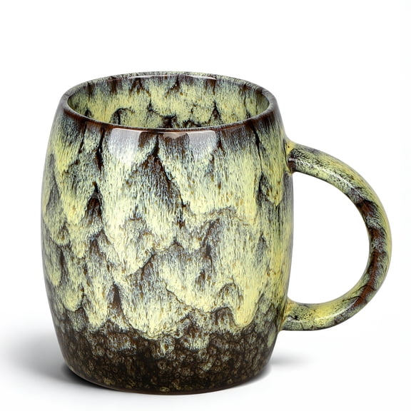 HEETHYCOOL 21 oz Large Ceramic Coffee Mug, Handmade Unique Texture Pottery Tea Cup, Amber Yellow