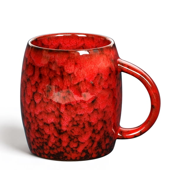 HEETHYCOOL 21 oz Large Ceramic Coffee Mug, Unique Textured Handmade Pottery Tea Cup, Crimson Rose