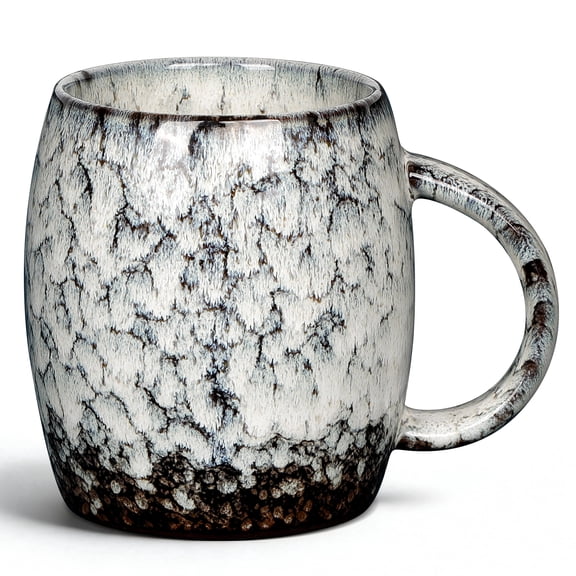 HEETHYCOOL 24 oz Large Ceramic Coffee Mug, Handmade Pottery Tea Cup with Reactive Glaze, White