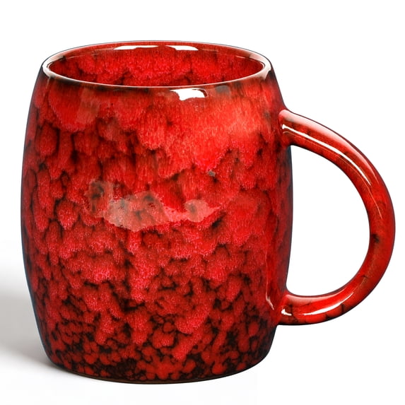 HEETHYCOOL 24 oz Large Ceramic Coffee Mug, Unique Textured Handmade Pottery Tea Cup, Crimson Rose