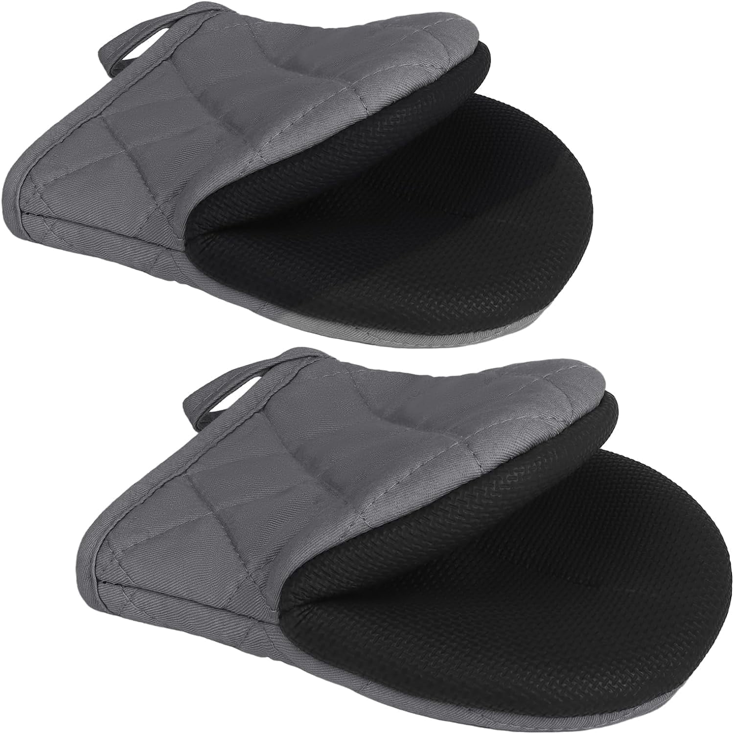 HEETLY 7-Inch Mini Oven Mitts,1-Pair Set,500°F Heat Resistant with Neoprene Grip,Solid Gray