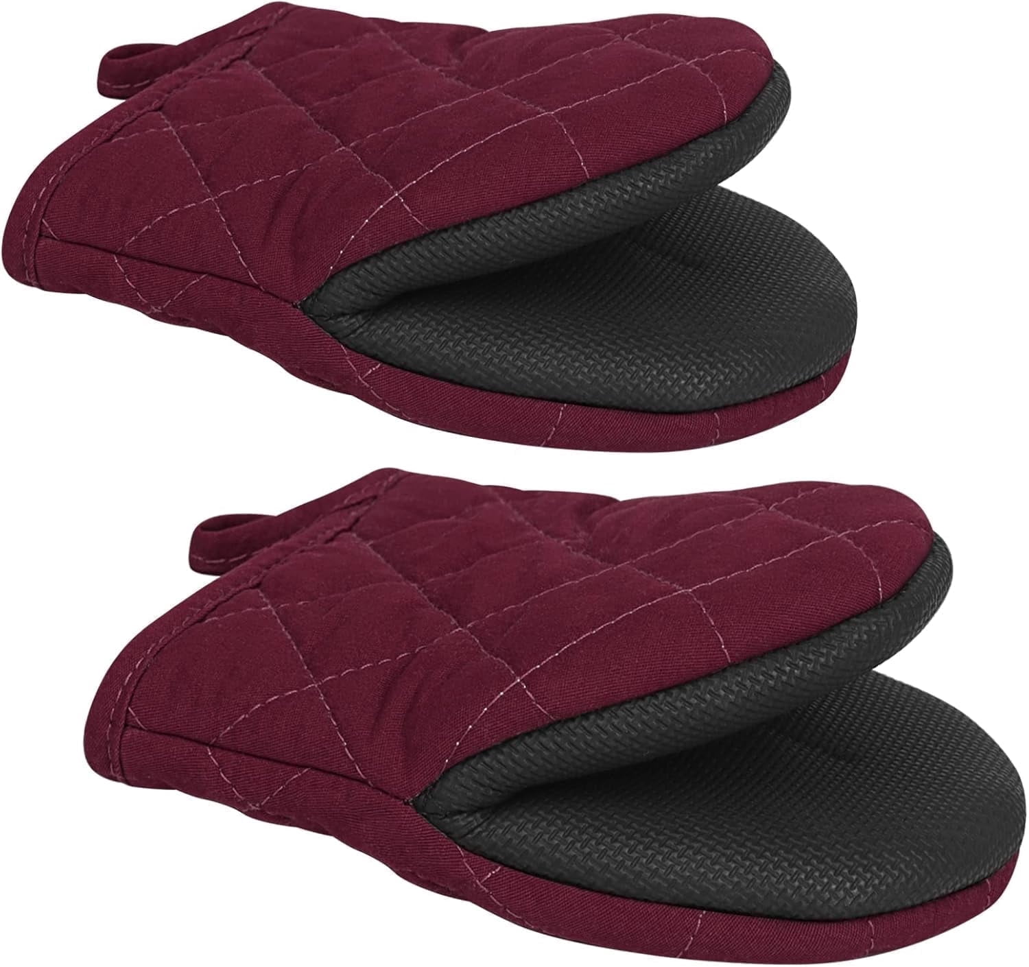 HEETLY 7-Inch Mini Oven Mitts,1-Pair Set,500°F Heat Resistant with Neoprene Grip,Dark Red