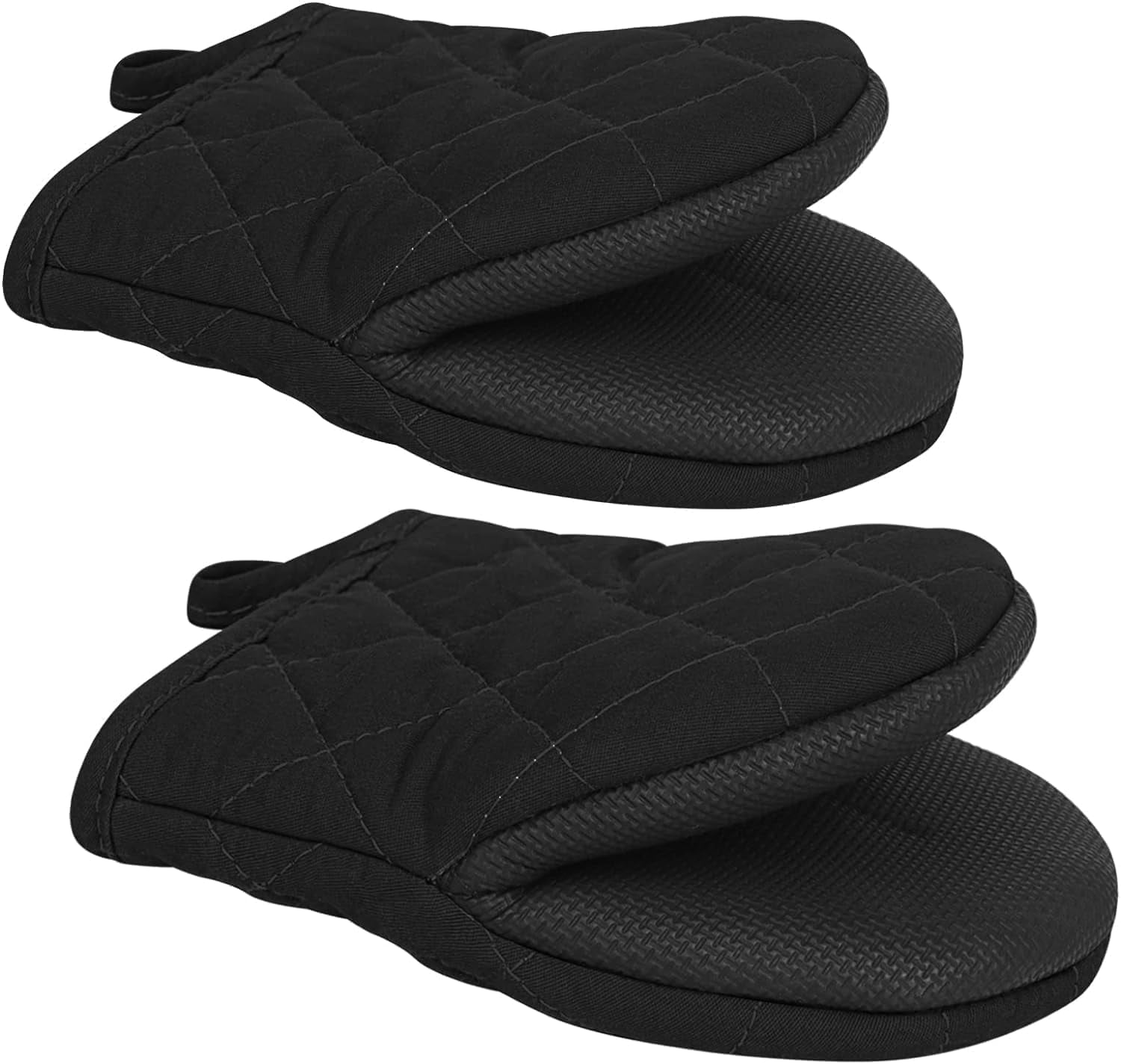 HEETLY 7-Inch Mini Oven Mitts, 1 Pair, 500°F Heat Resistant with Non-Slip Silicone Grip for Kitchen & BBQ, Black